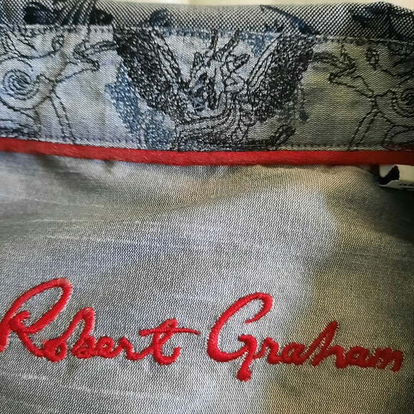 Robert Graham-Knowledge Wisdom, Truth, Gray/Blue Shirt Flip Cuffs, Men's Size XL - Picture 6 of 14